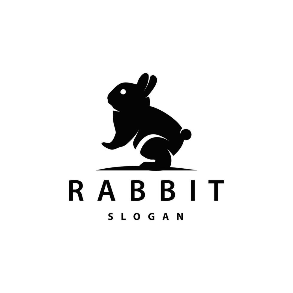 Rabbit logo design cute bunny simple animal silhouette illustration template vector