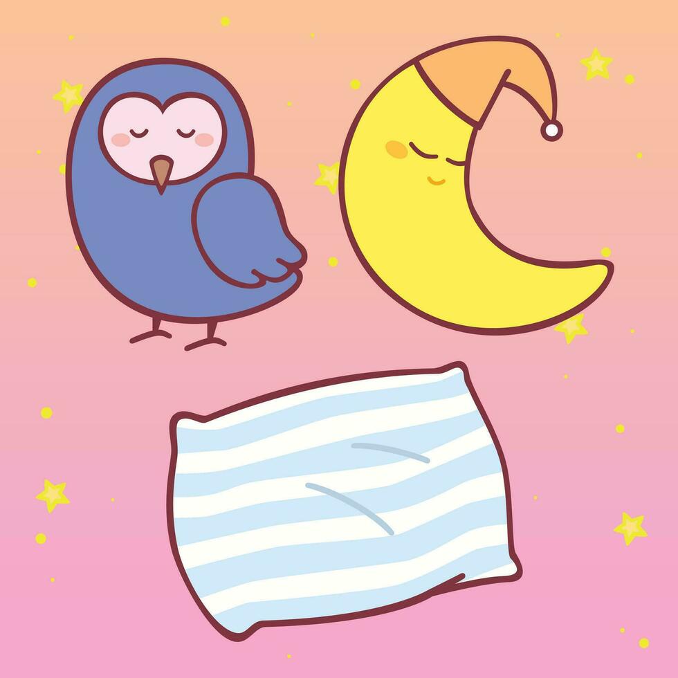 Sweet Dream Lullaby Bedroom Cute Girly Cartoon design vector art