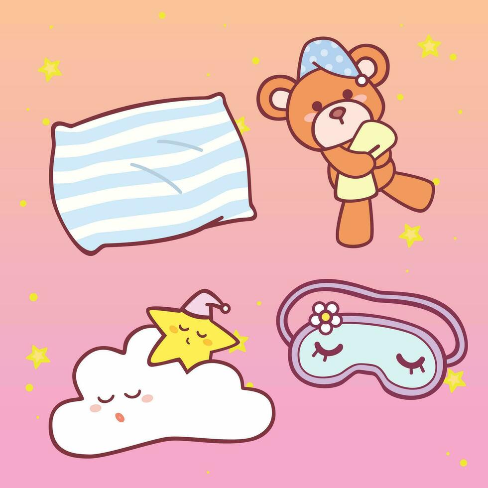 Sweet Dream Lullaby Bedroom Cute Girly Cartoon design vector art