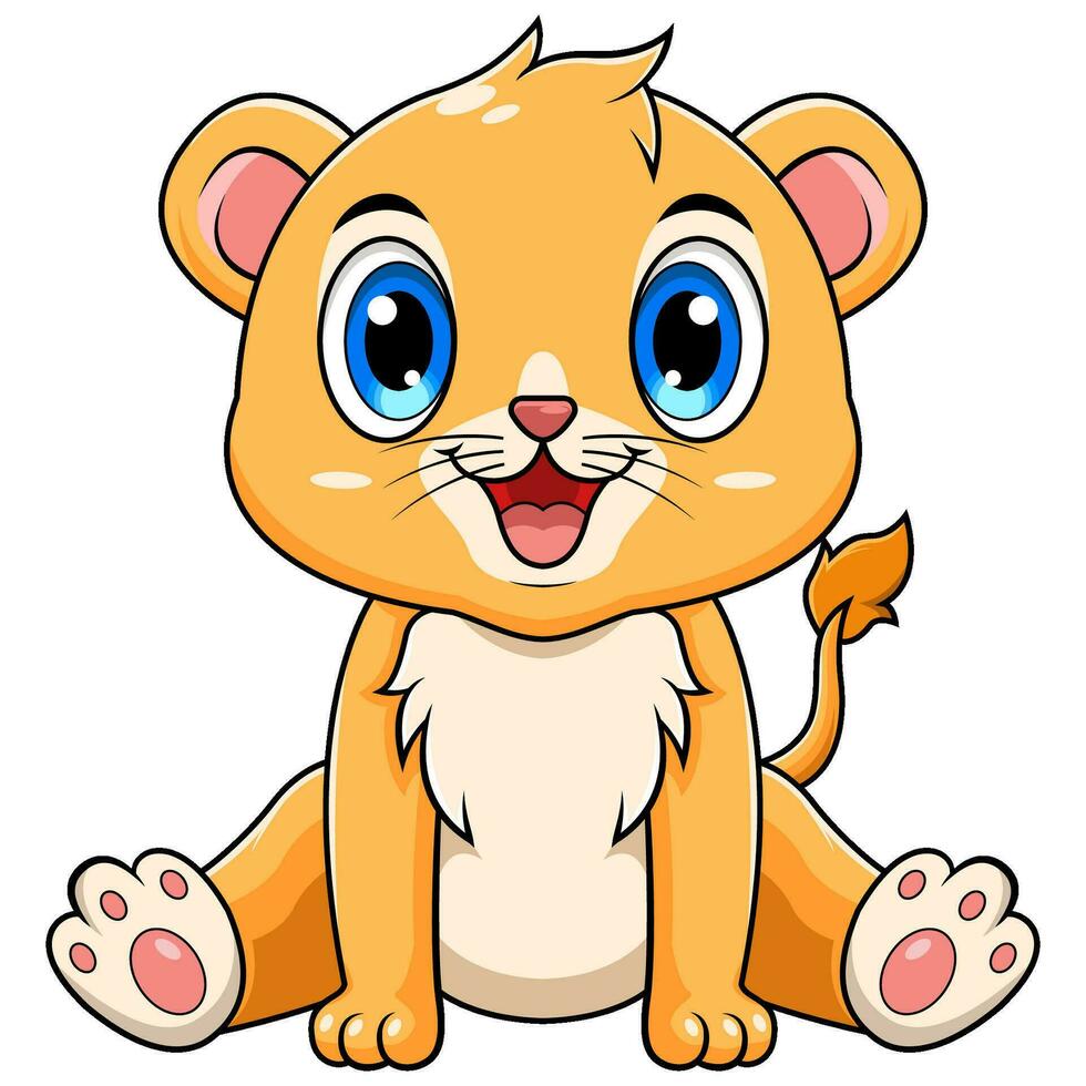 Cute baby Lion cartoon sitting vector