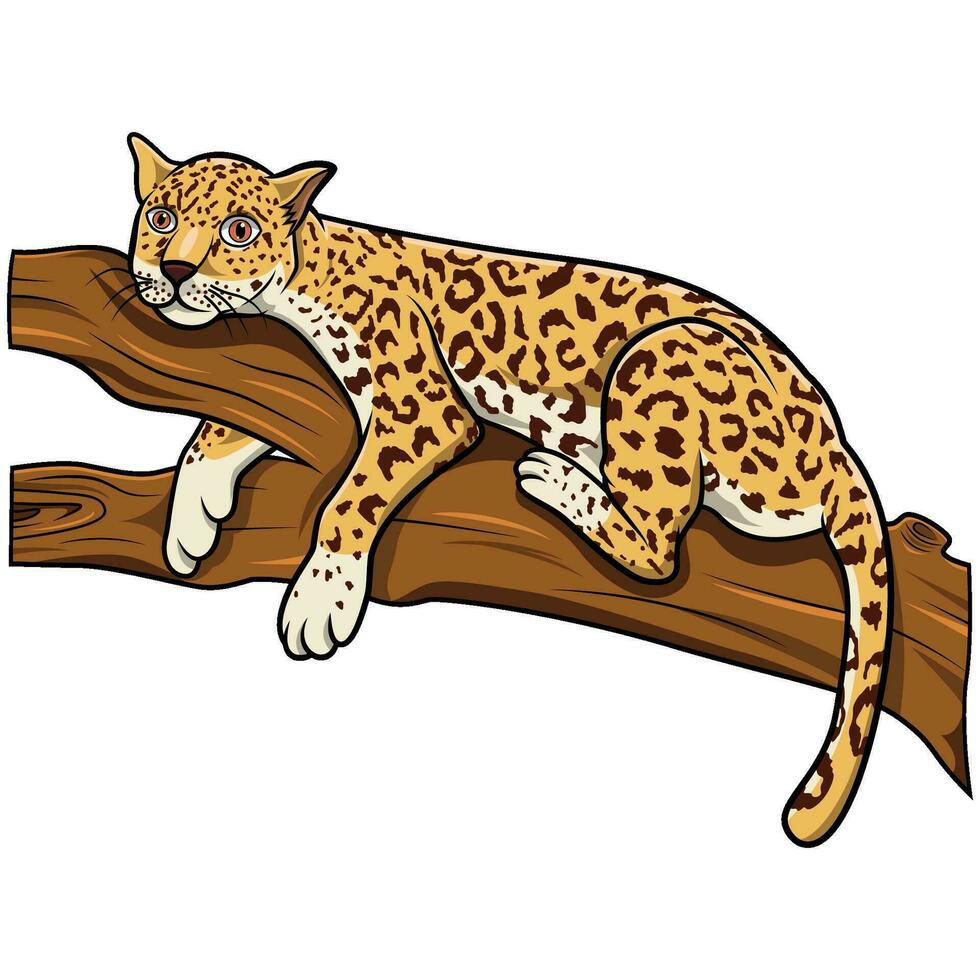 leopardo acostado en un árbol rama vector