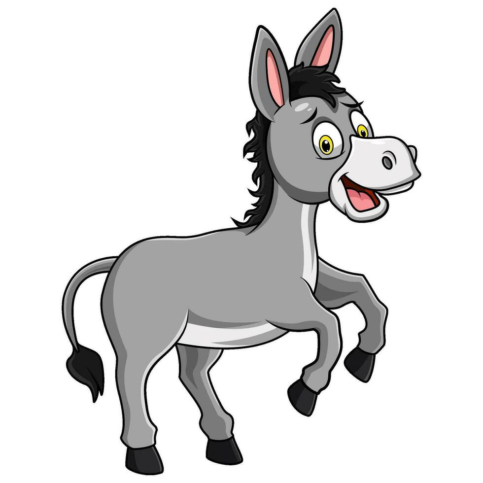 dibujos animados linda Burro aislado en blanco antecedentes vector