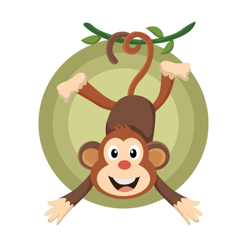 monkey vector hanging in jungle cartoon