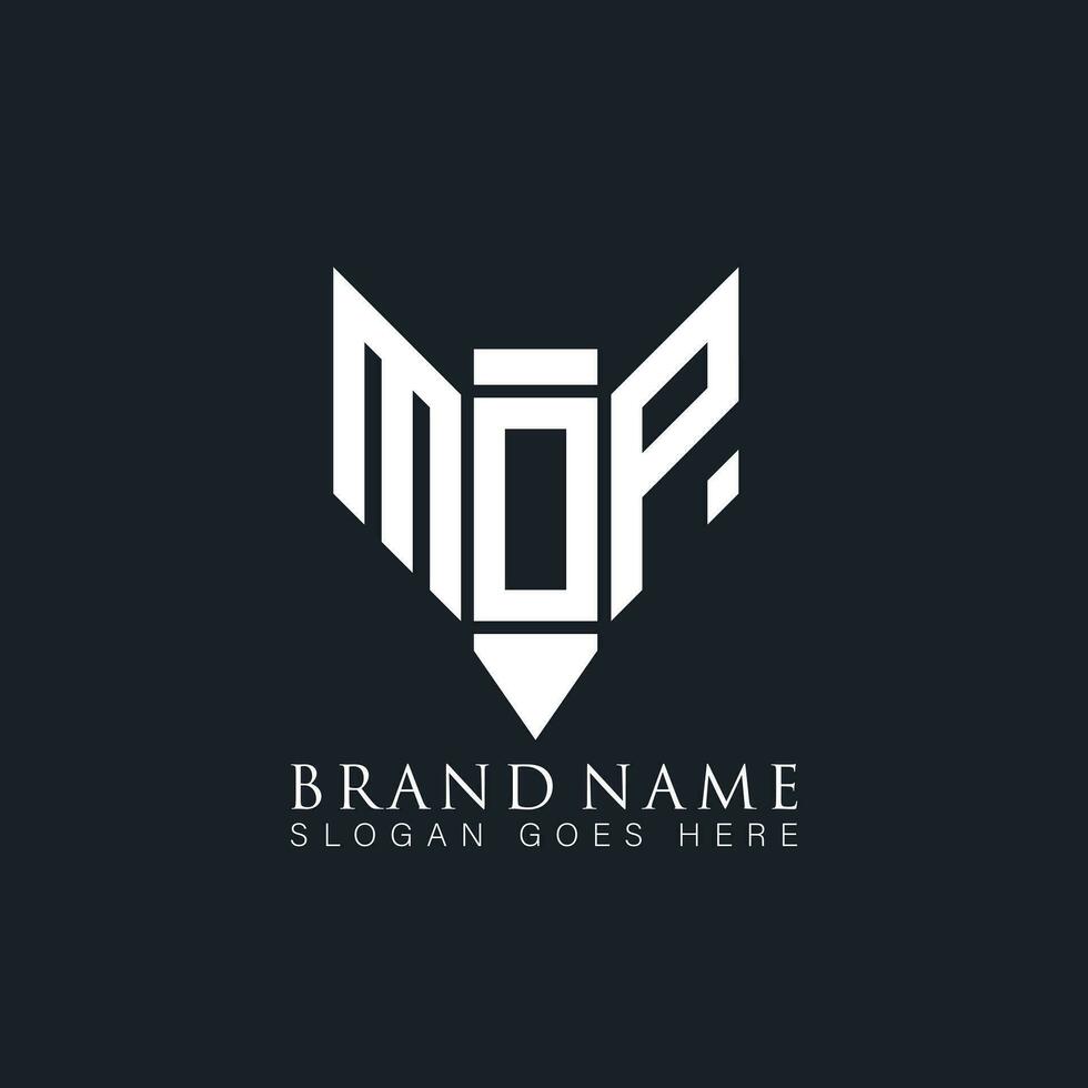 MOP abstract letter logo. MOP creative monogram initials letter logo concept. MOP Unique modern flat abstract vector letter logo design.