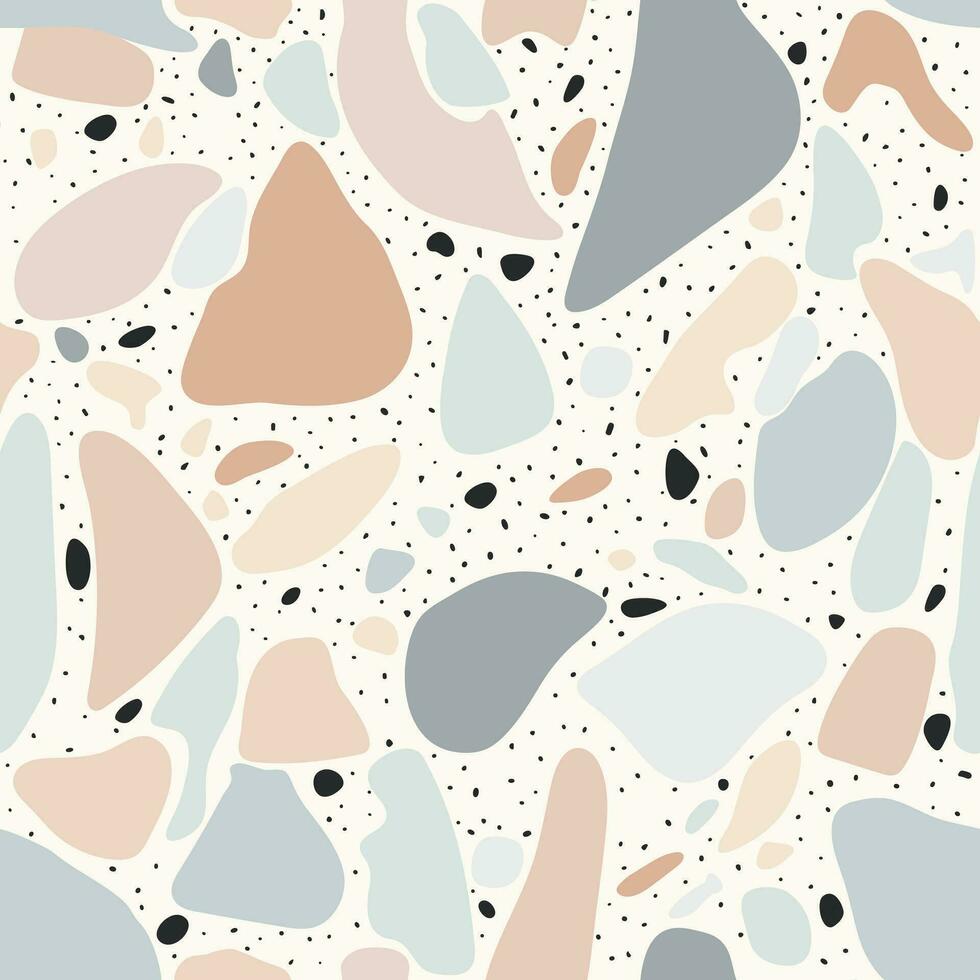 seamless pattern. Terrazzo abstract background with stones. Vector illustration.
