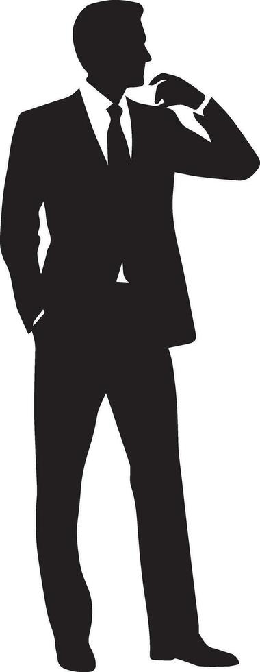 Business man stand pose vector silhouette