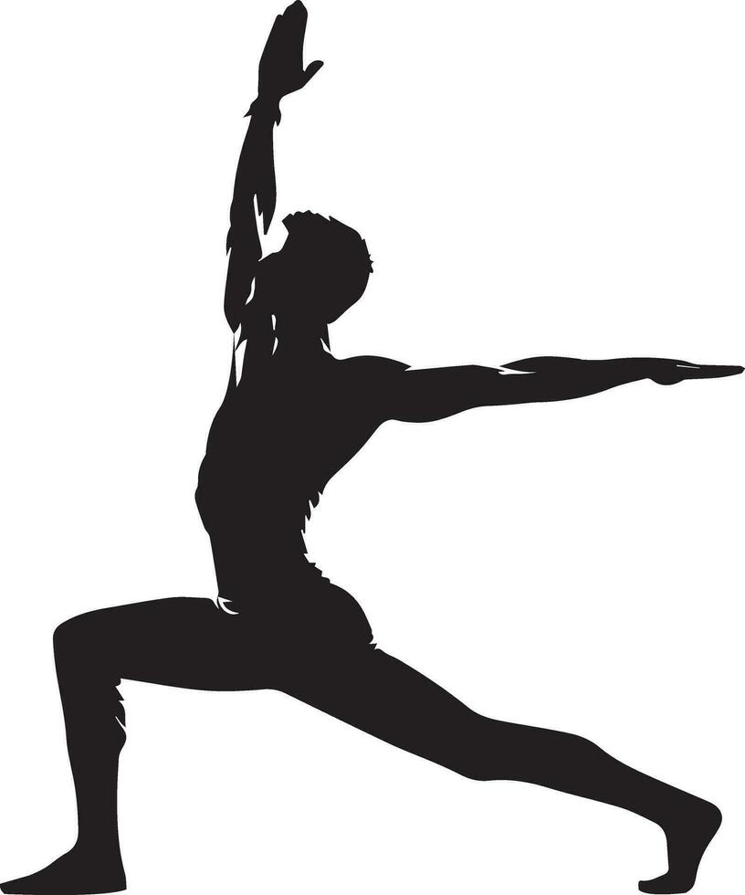 Yoga Warrior Pose vector silhouette illustration