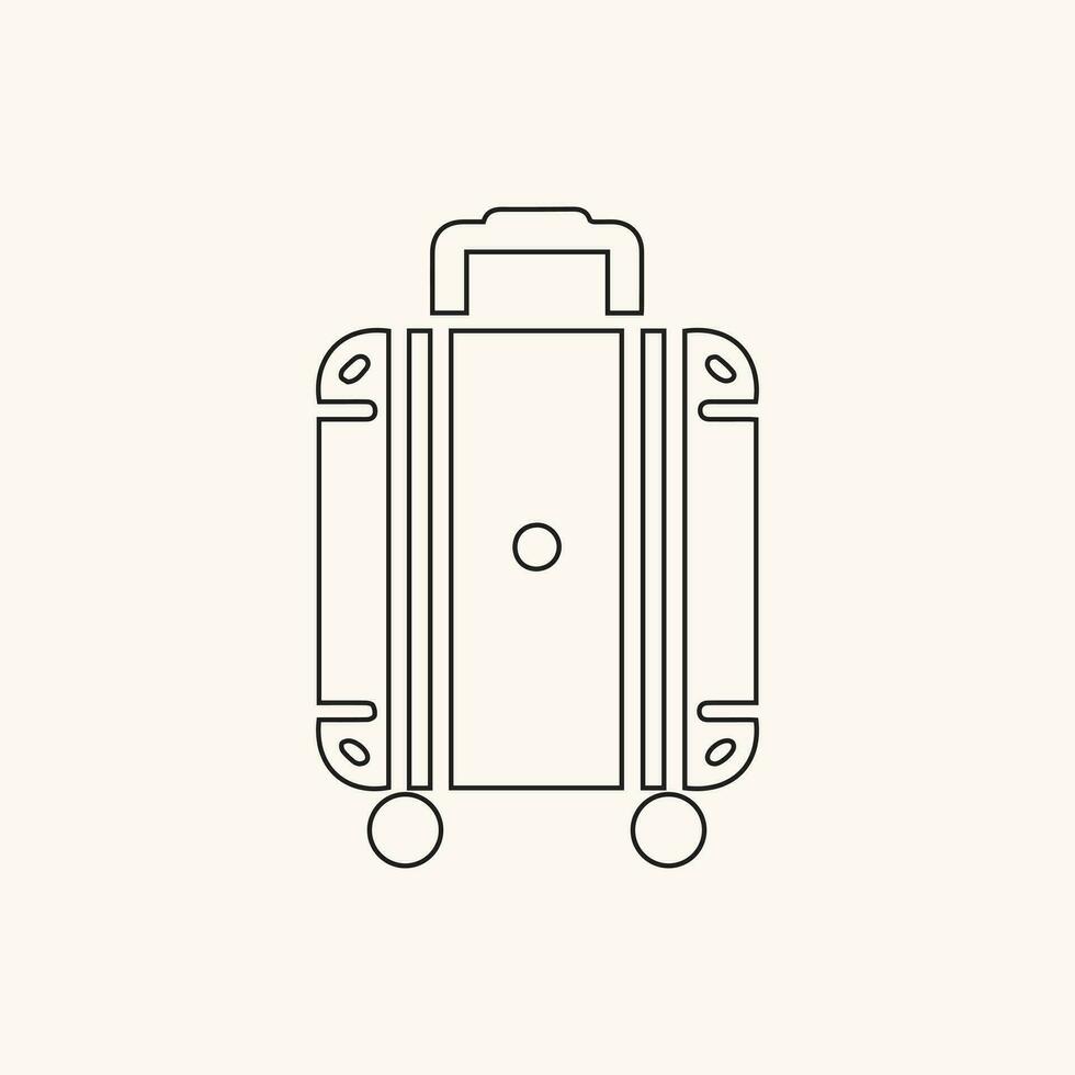Isolated on white, a linear-style pictogram includes baggage, a luggage line icon, and an outline vector sign. Illustration of a symbol or emblem