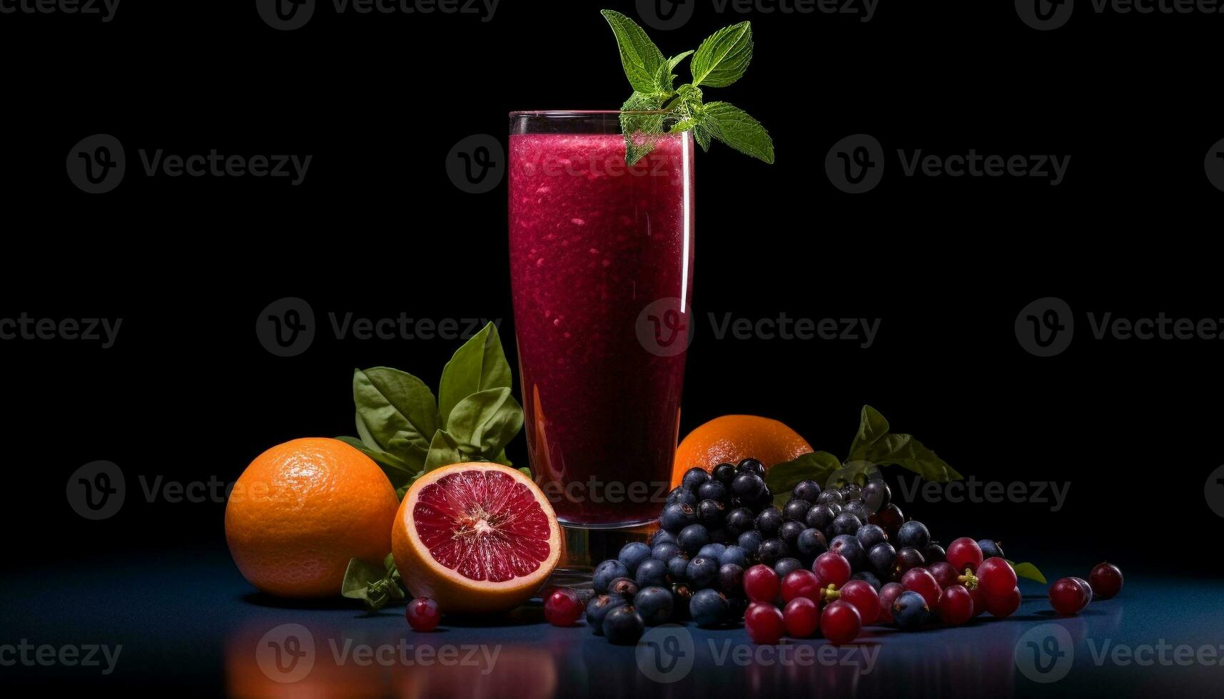 AI generated Freshness of nature in a healthy drink, berry smoothie refreshment generated by AI photo