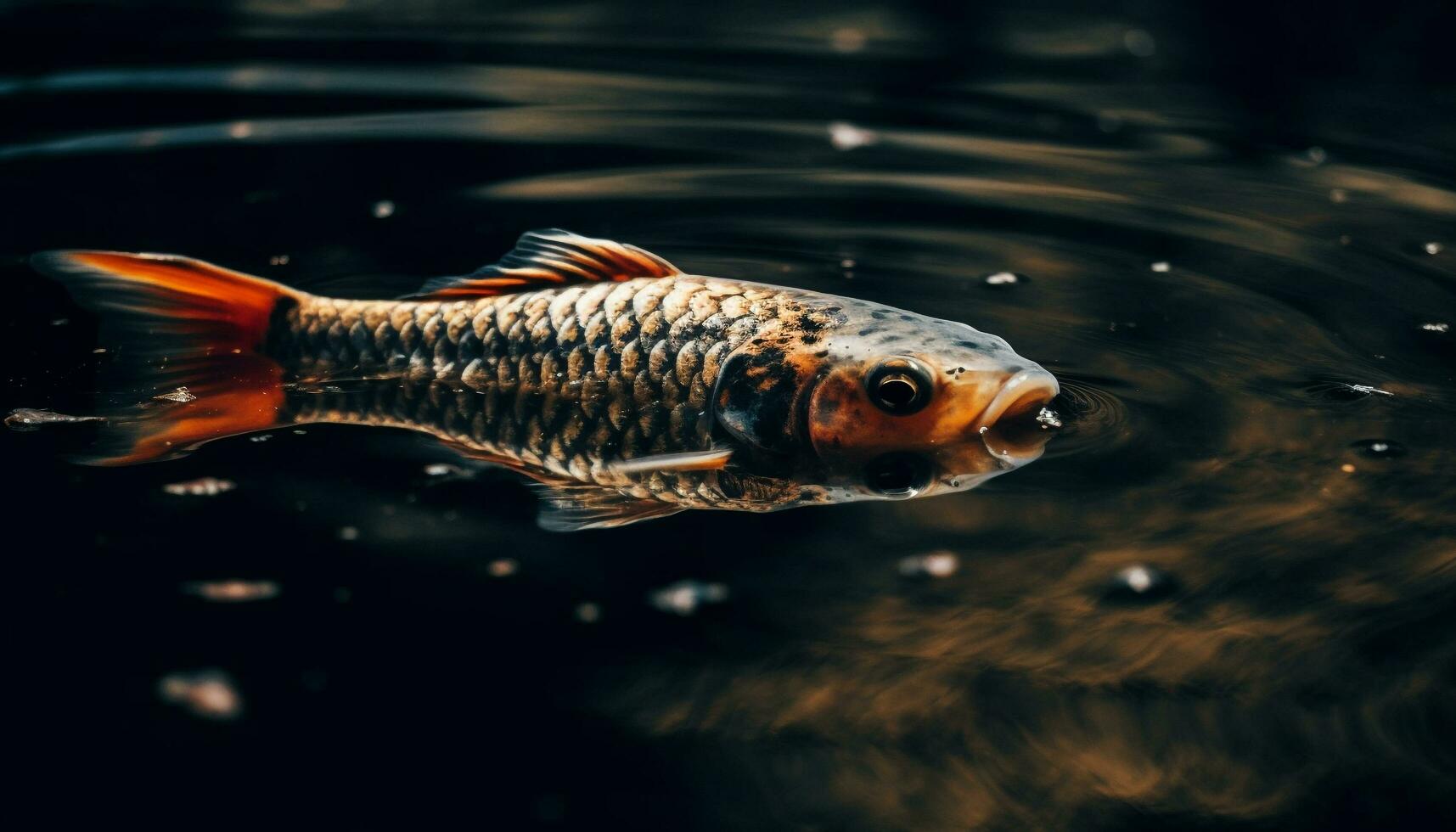 AI generated A beautiful underwater pond with colorful fish swimming gracefully generated by AI photo