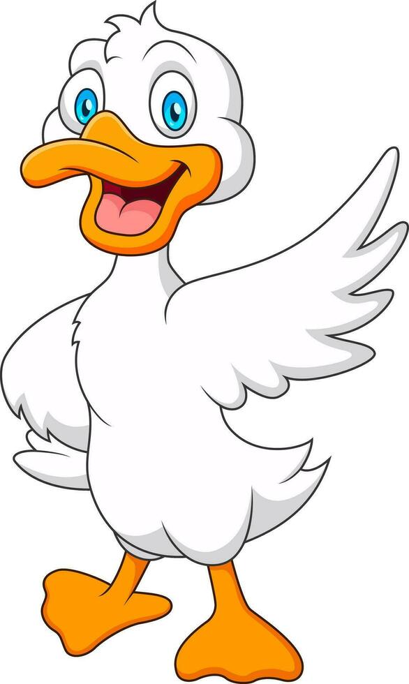 Cartoon cute duck mascot illustration vector
