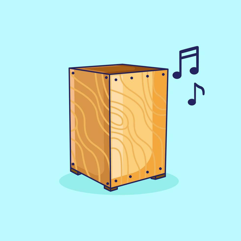 Cajon Vector Icon Illustration. Flat Cartoon Style Suitable for Web Landing Page, Banner, Flyer, Sticker, Card, Background