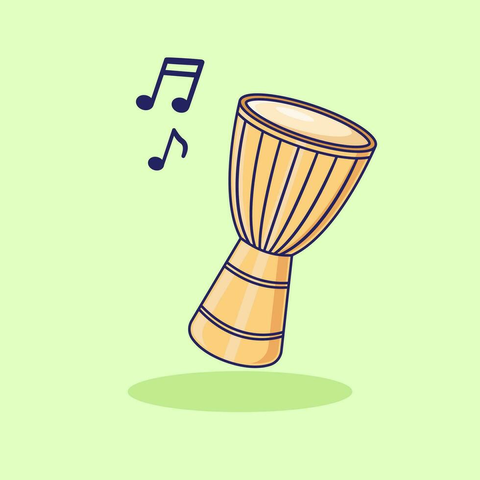 Djembe Drum Vector Icon Illustration. Flat Cartoon Style Suitable for Web Landing Page, Banner, Flyer, Sticker, Card, Background