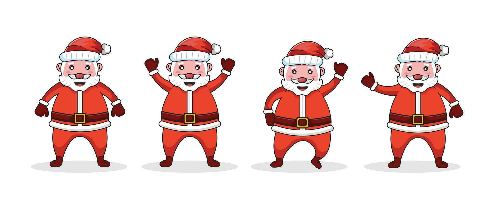 Bundle Set Santa Claus Vector Icon Illustration. Flat Cartoon Style Suitable for Web Landing Page, Banner, Flyer, Sticker, Card, Background