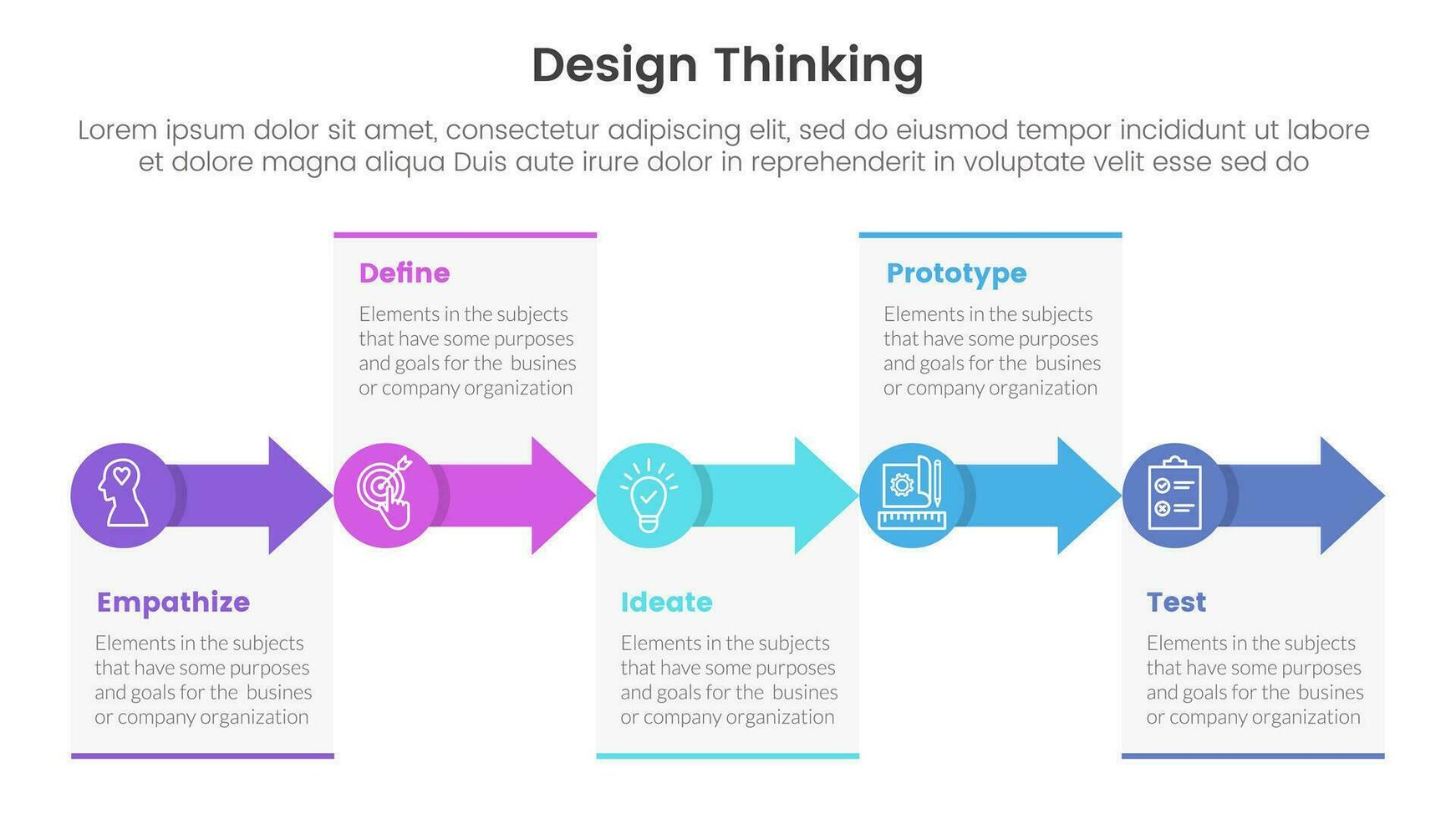 diseño pensando proceso infografía modelo bandera con pequeño circulo y flecha Derecha dirección con 5 5 punto lista información para diapositiva presentación vector