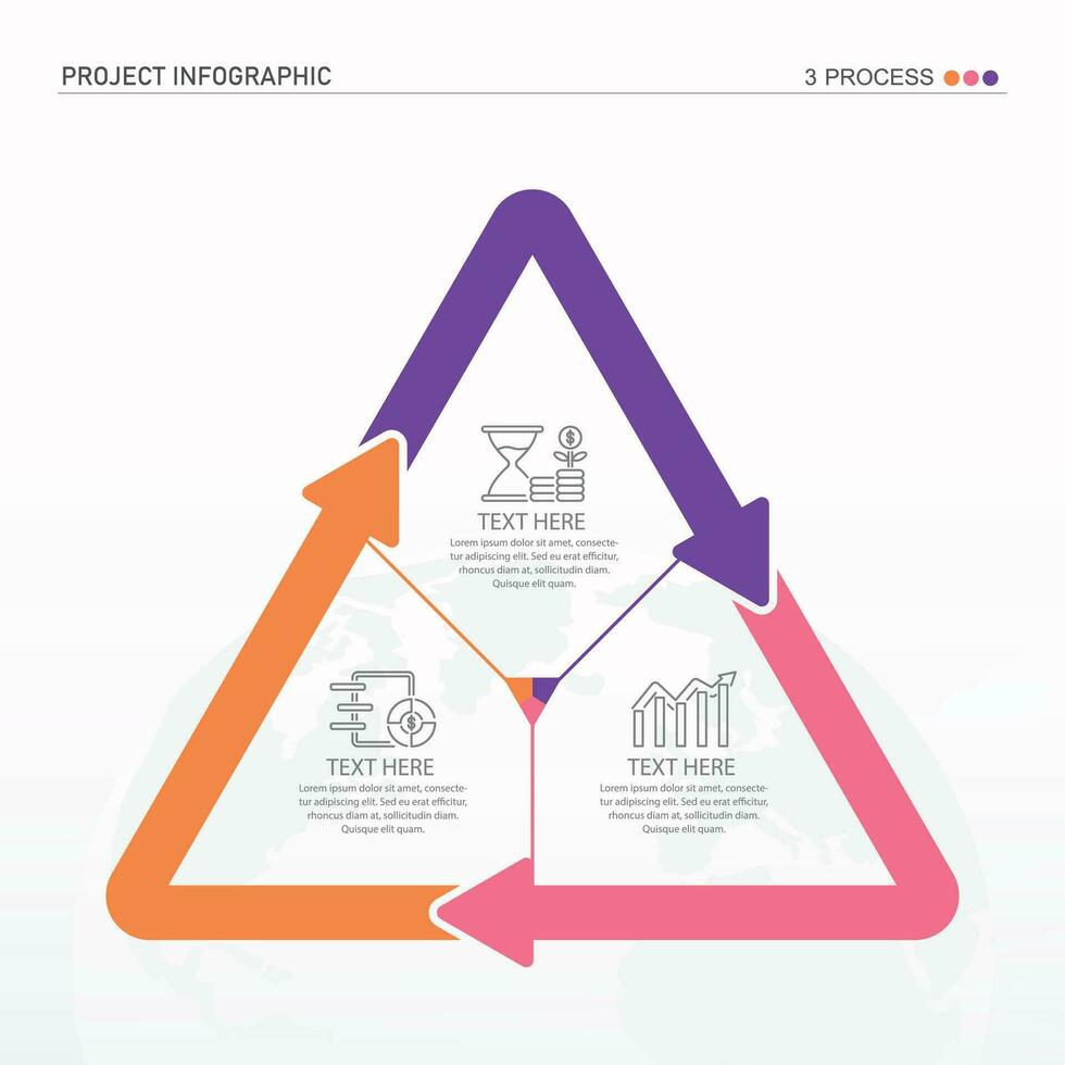 Infographic design with triangle or pyramid diagram divided into 3 parts or level. vector