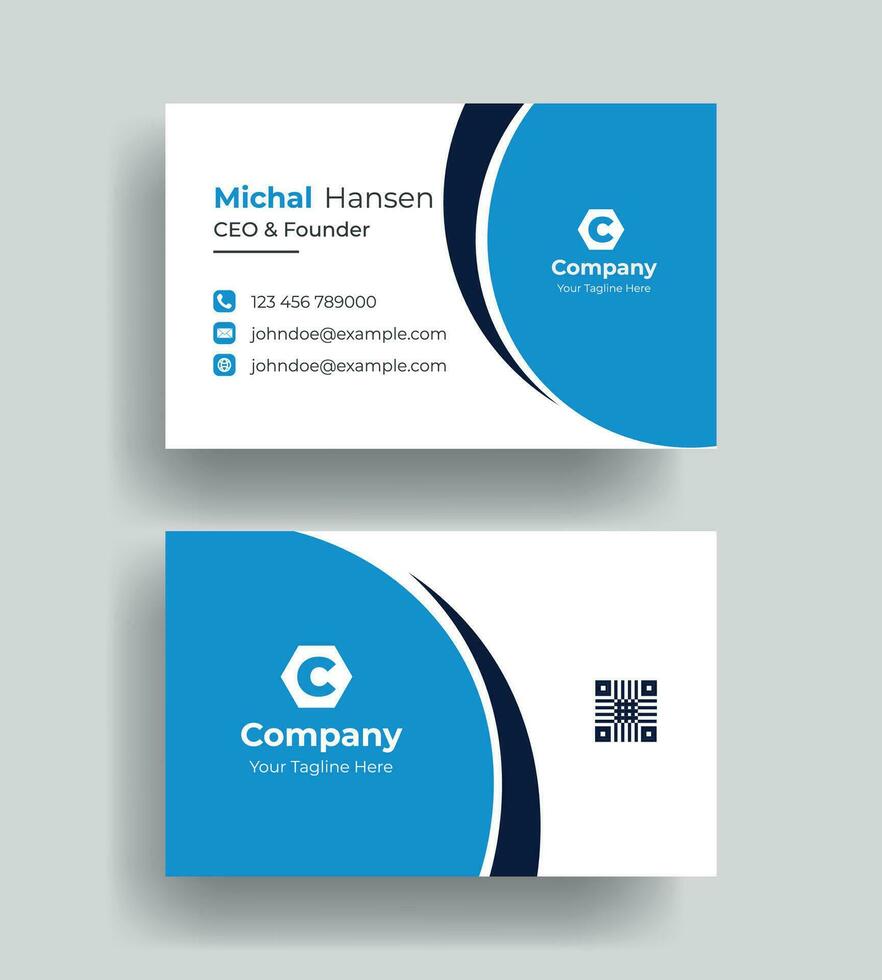 vector corporate Double-sided creative Professional modern simple unique blue minimalist gold elegant business card in red theme