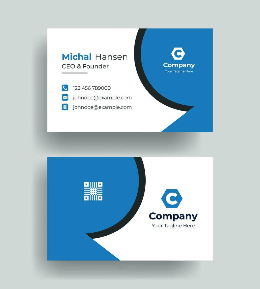 vector corporate Double-sided creative Professional modern simple unique blue minimalist gold elegant business card in red theme