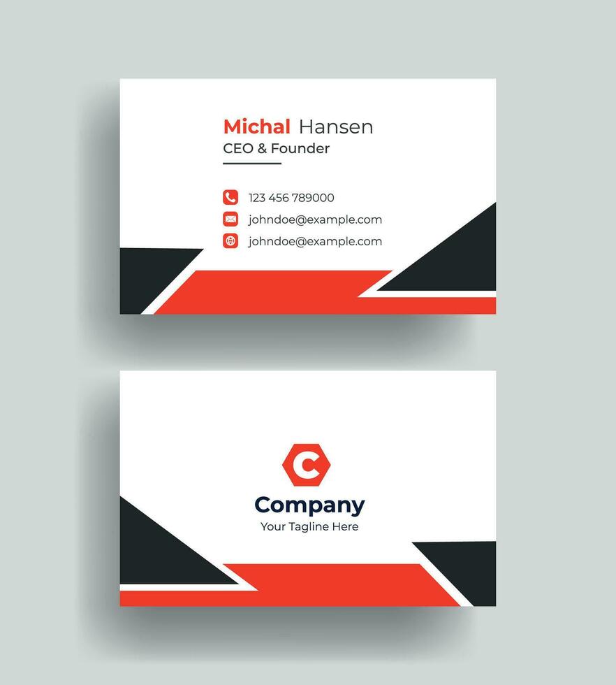 vector corporate Double-sided creative Professional modern simple unique blue minimalist gold elegant business card in red theme