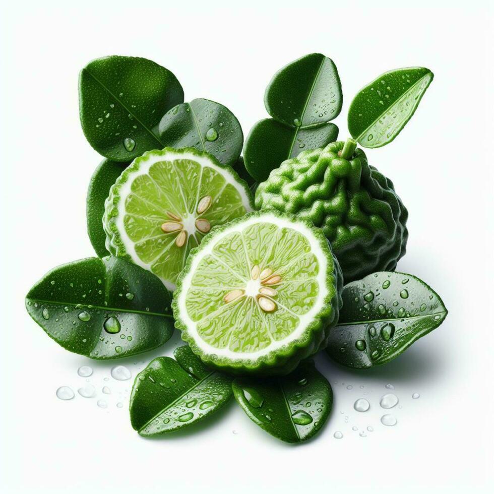 AI generated Slice bergamot with leaf photo