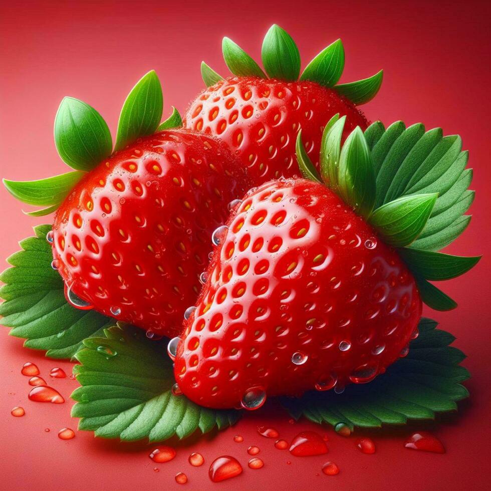 AI generated Closeup of strawberry, red strawberry with drops water photo