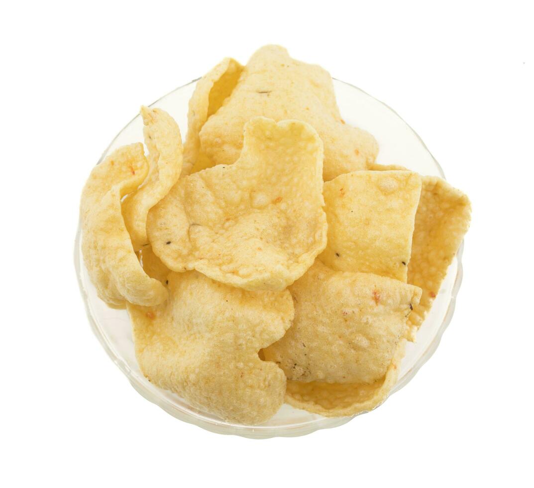 Indian Street Fried Heart Shaped Yellow Snack photo