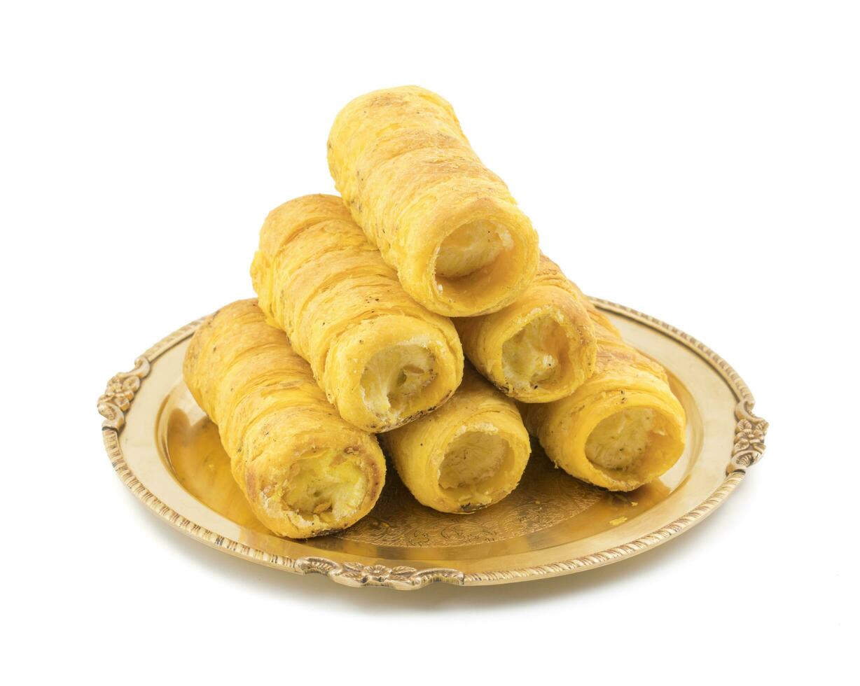 Indian Sweet Dish Puff Roll with Cream photo