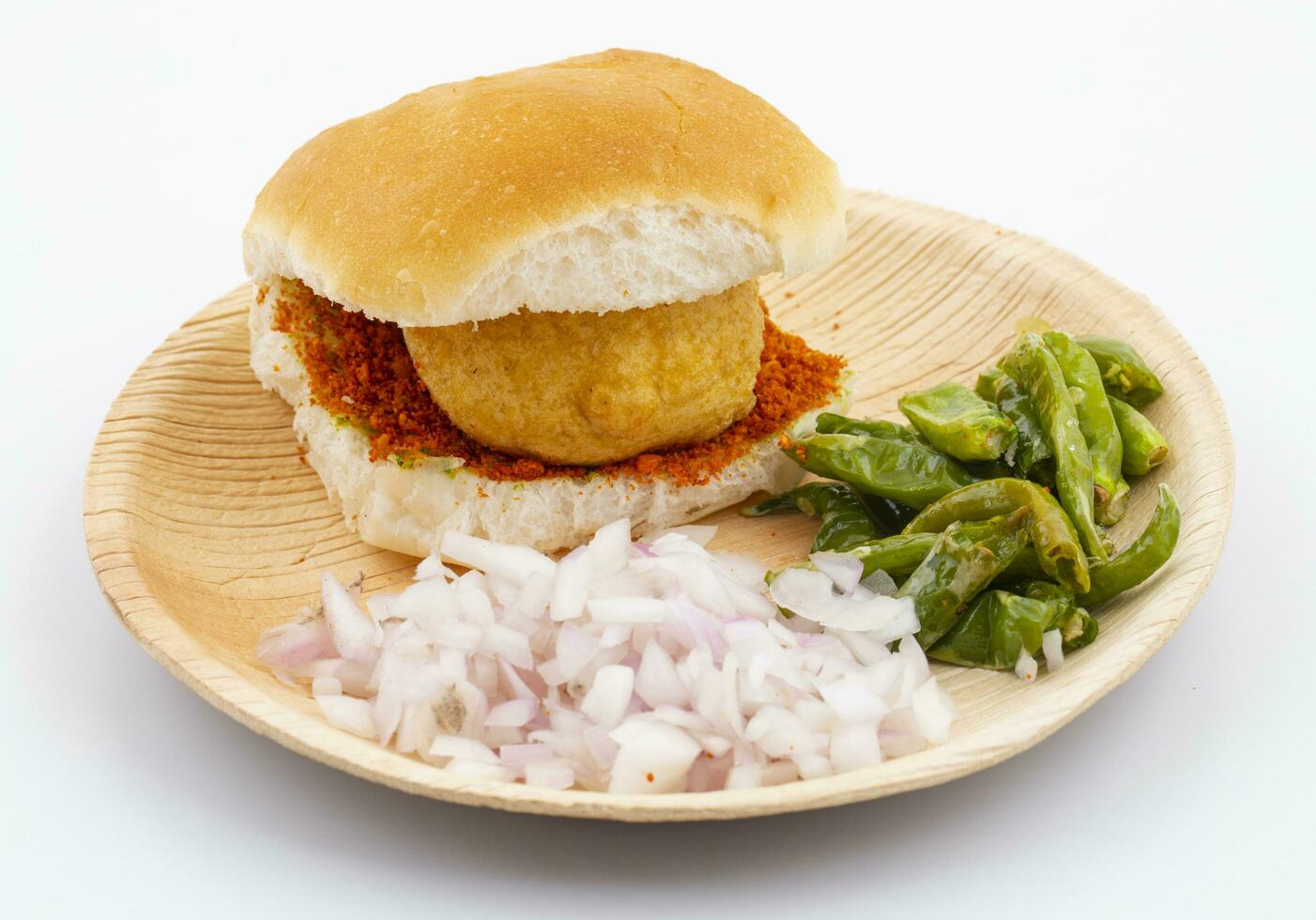 Indian Famous Street Food Vada Pav is a Vegetarian Fast Food Dish From Maharashtra photo