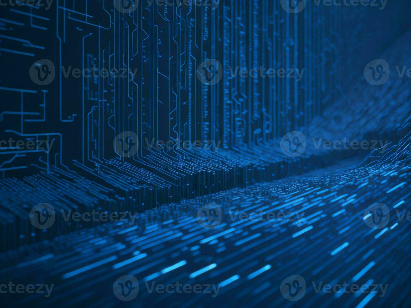 AI generated Digital Cyberspace with Particles and Digital Data Network Connections. High Speed Connection and Data Analysis Technology Digital Abstract Background Concept. 3d rendering photo