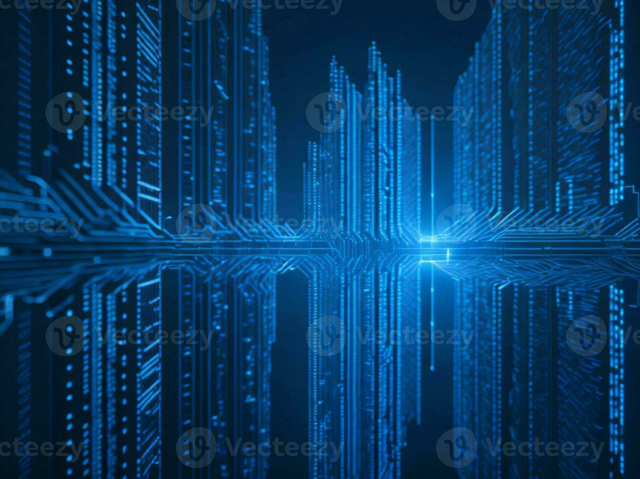 AI generated Digital Cyberspace with Particles and Digital Data Network Connections. High Speed Connection and Data Analysis Technology Digital Abstract Background Concept. 3d rendering photo