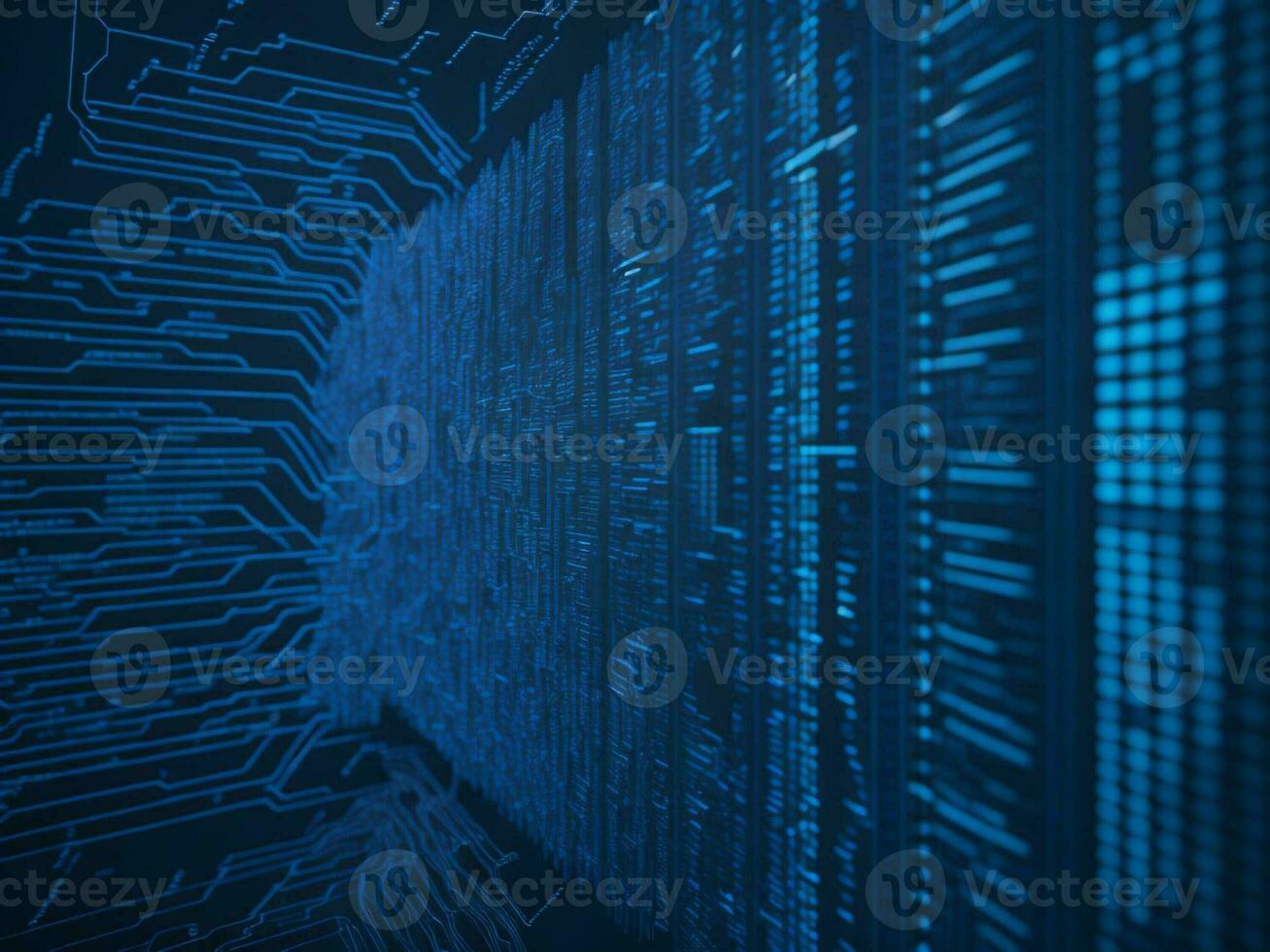 AI generated Digital Cyberspace with Particles and Digital Data Network Connections. High Speed Connection and Data Analysis Technology Digital Abstract Background Concept. 3d rendering photo