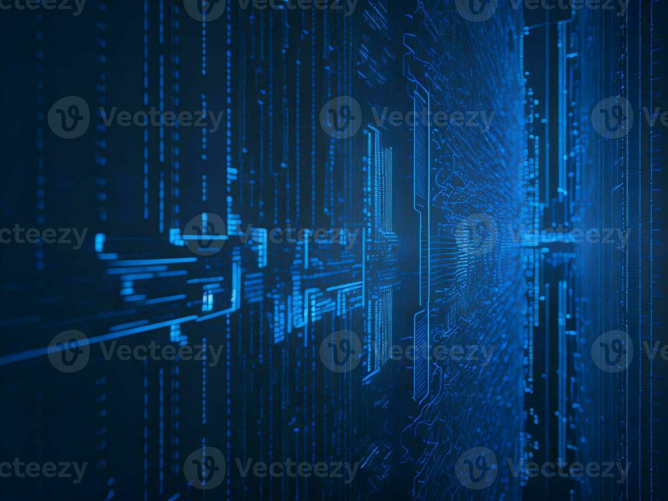 AI generated Digital Cyberspace with Particles and Digital Data Network Connections. High Speed Connection and Data Analysis Technology Digital Abstract Background Concept. 3d rendering photo