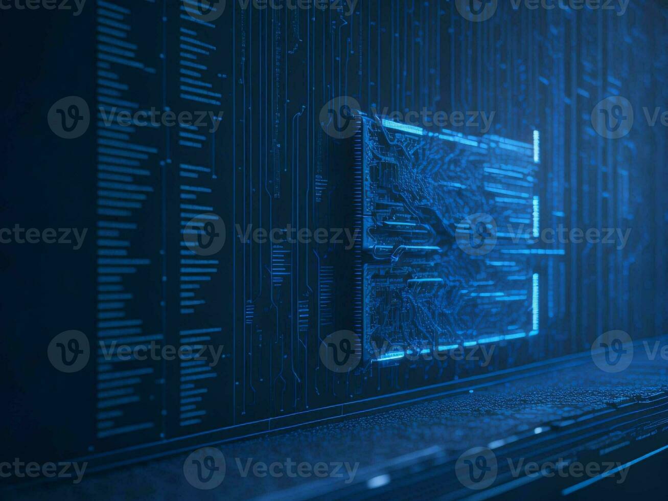 AI generated Digital Cyberspace with Particles and Digital Data Network Connections. High Speed Connection and Data Analysis Technology Digital Abstract Background Concept. 3d rendering photo