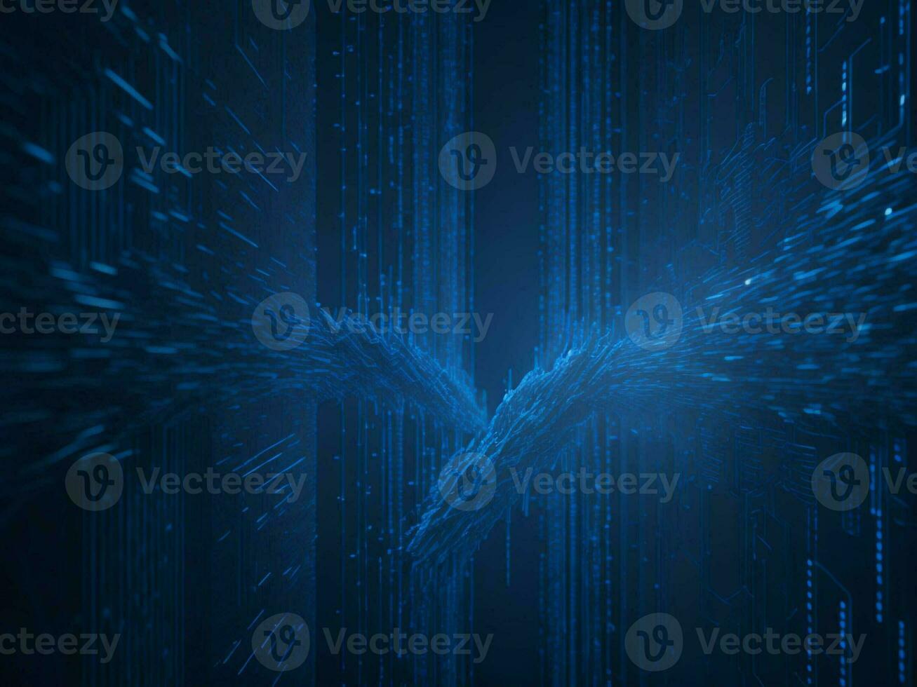 AI generated Digital Cyberspace with Particles and Digital Data Network Connections. High Speed Connection and Data Analysis Technology Digital Abstract Background Concept. 3d rendering photo