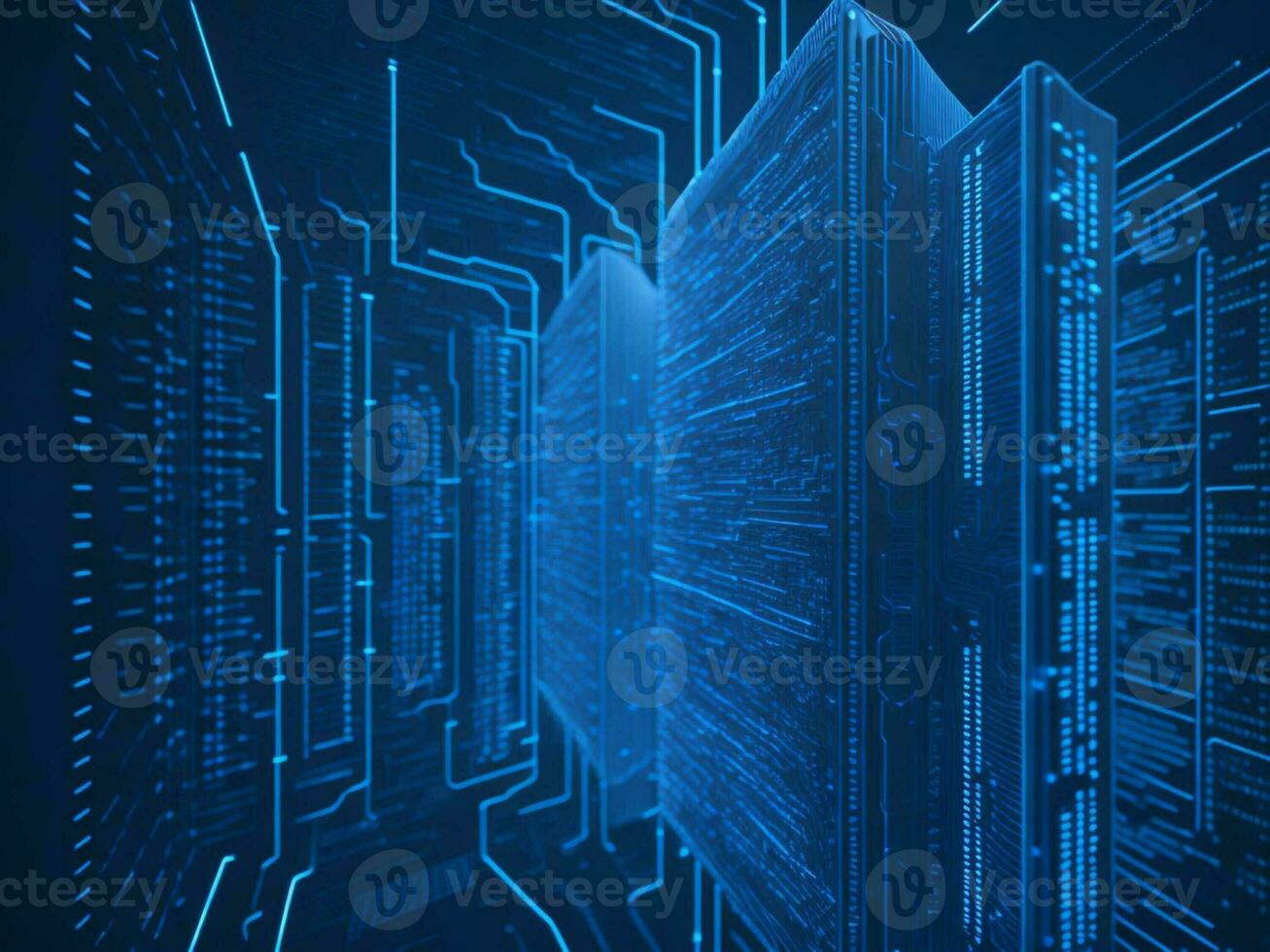 AI generated Digital Cyberspace with Particles and Digital Data Network Connections. High Speed Connection and Data Analysis Technology Digital Abstract Background Concept. 3d rendering photo