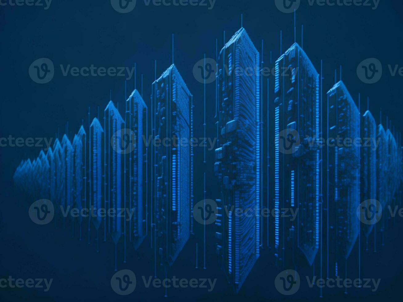 AI generated Digital Cyberspace with Particles and Digital Data Network Connections. High Speed Connection and Data Analysis Technology Digital Abstract Background Concept. 3d rendering photo