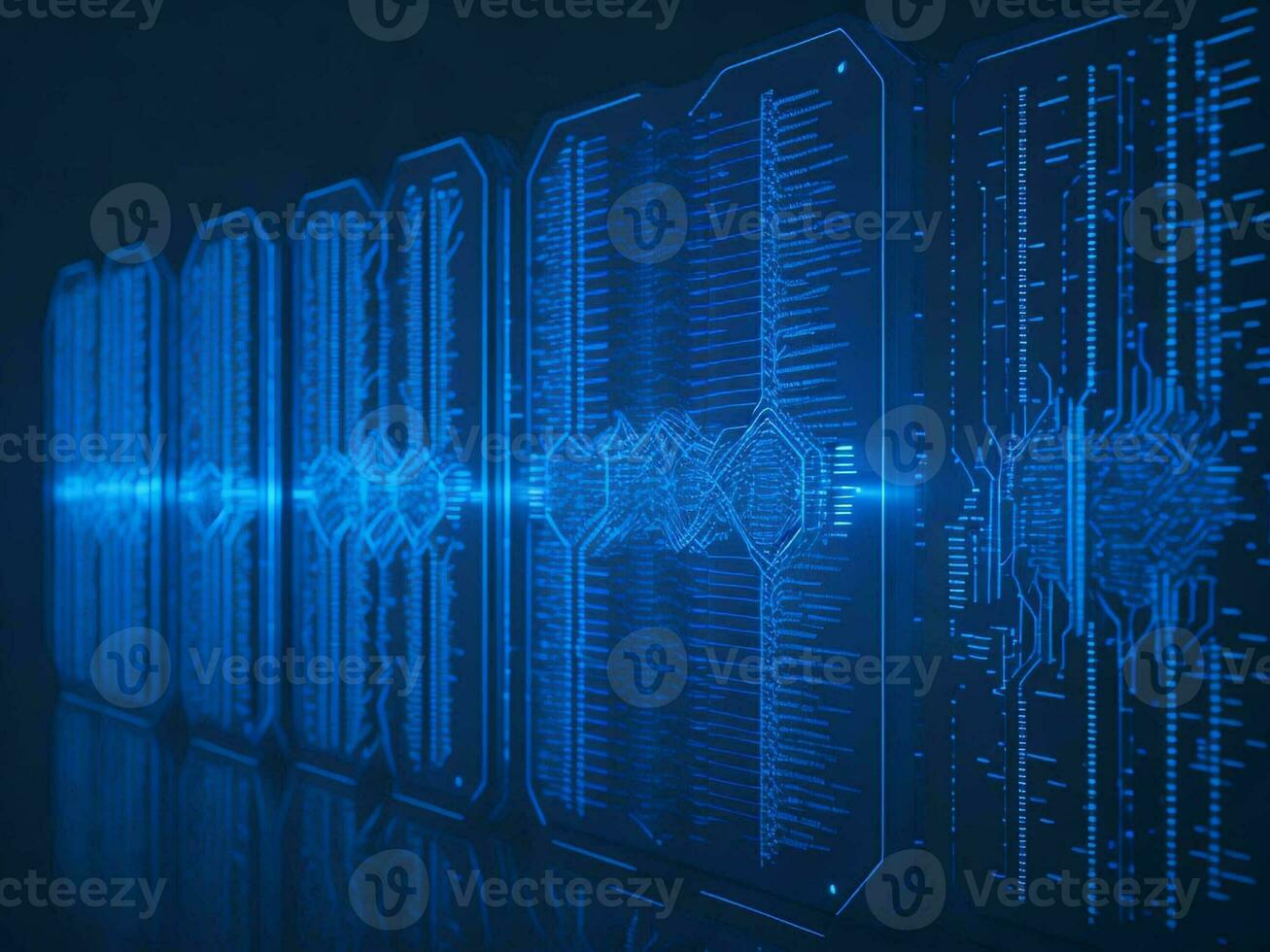 AI generated Digital Cyberspace with Particles and Digital Data Network Connections. High Speed Connection and Data Analysis Technology Digital Abstract Background Concept. 3d rendering photo