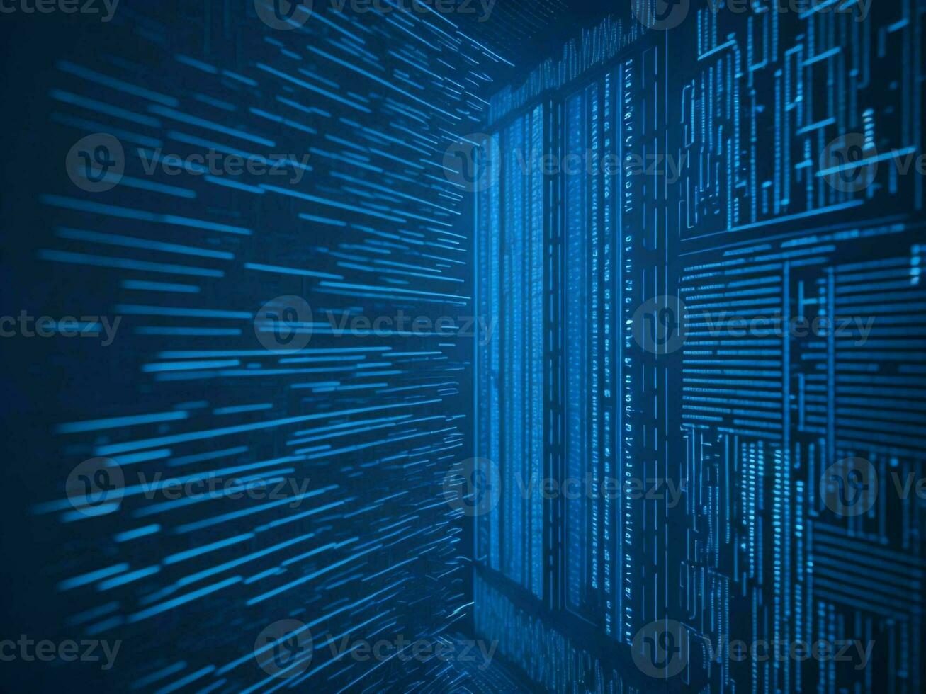 AI generated Digital Cyberspace with Particles and Digital Data Network Connections. High Speed Connection and Data Analysis Technology Digital Abstract Background Concept. 3d rendering photo