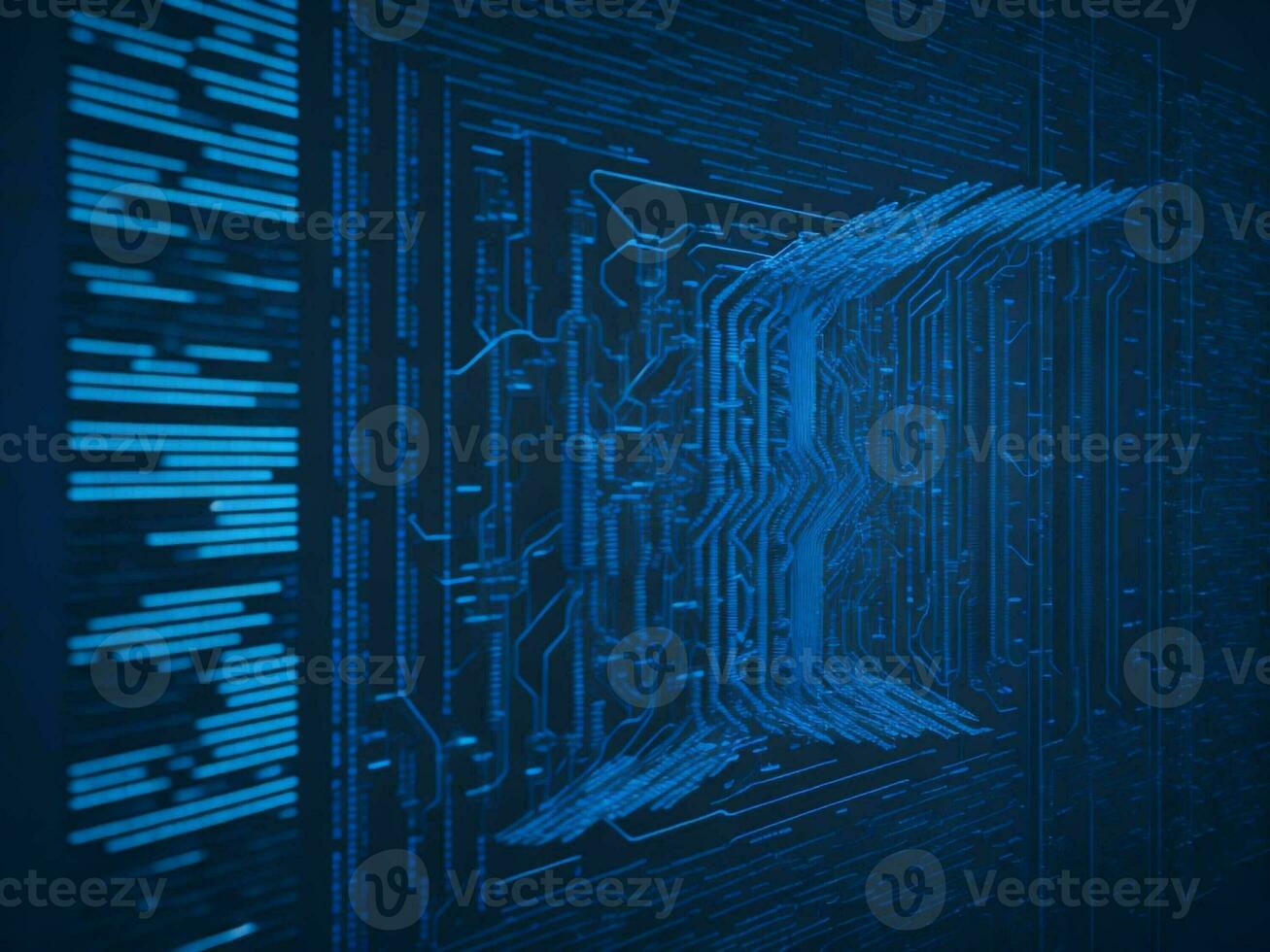 AI generated Digital Cyberspace with Particles and Digital Data Network Connections. High Speed Connection and Data Analysis Technology Digital Abstract Background Concept. 3d rendering photo