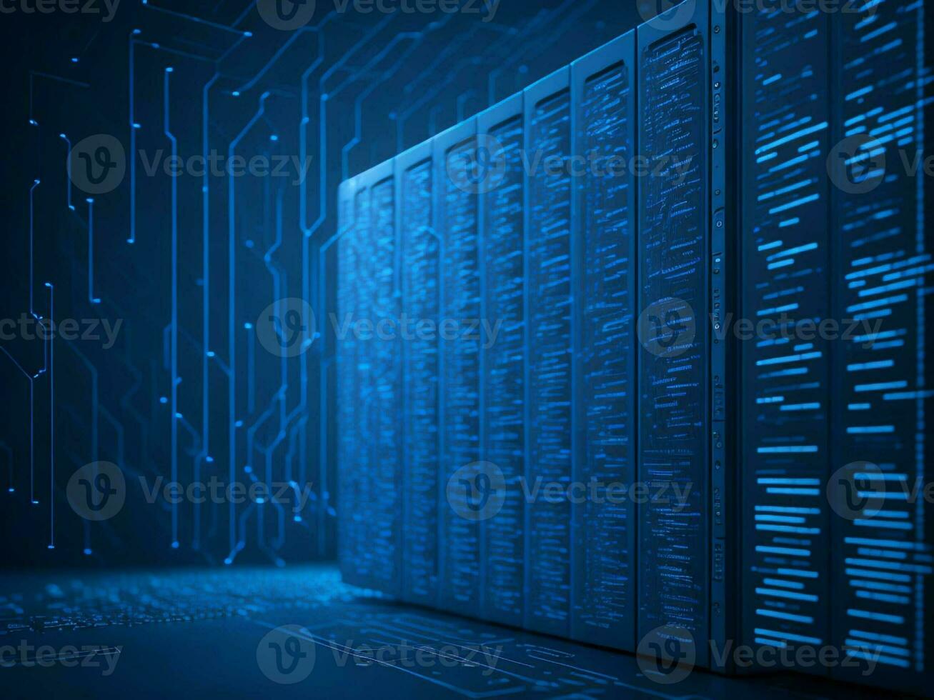 AI generated Digital Cyberspace with Particles and Digital Data Network Connections. High Speed Connection and Data Analysis Technology Digital Abstract Background Concept. 3d rendering photo