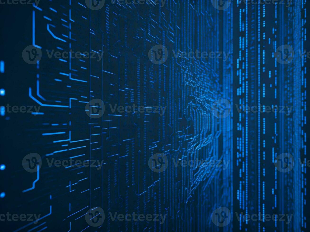 AI generated Digital Cyberspace with Particles and Digital Data Network Connections. High Speed Connection and Data Analysis Technology Digital Abstract Background Concept. 3d rendering photo