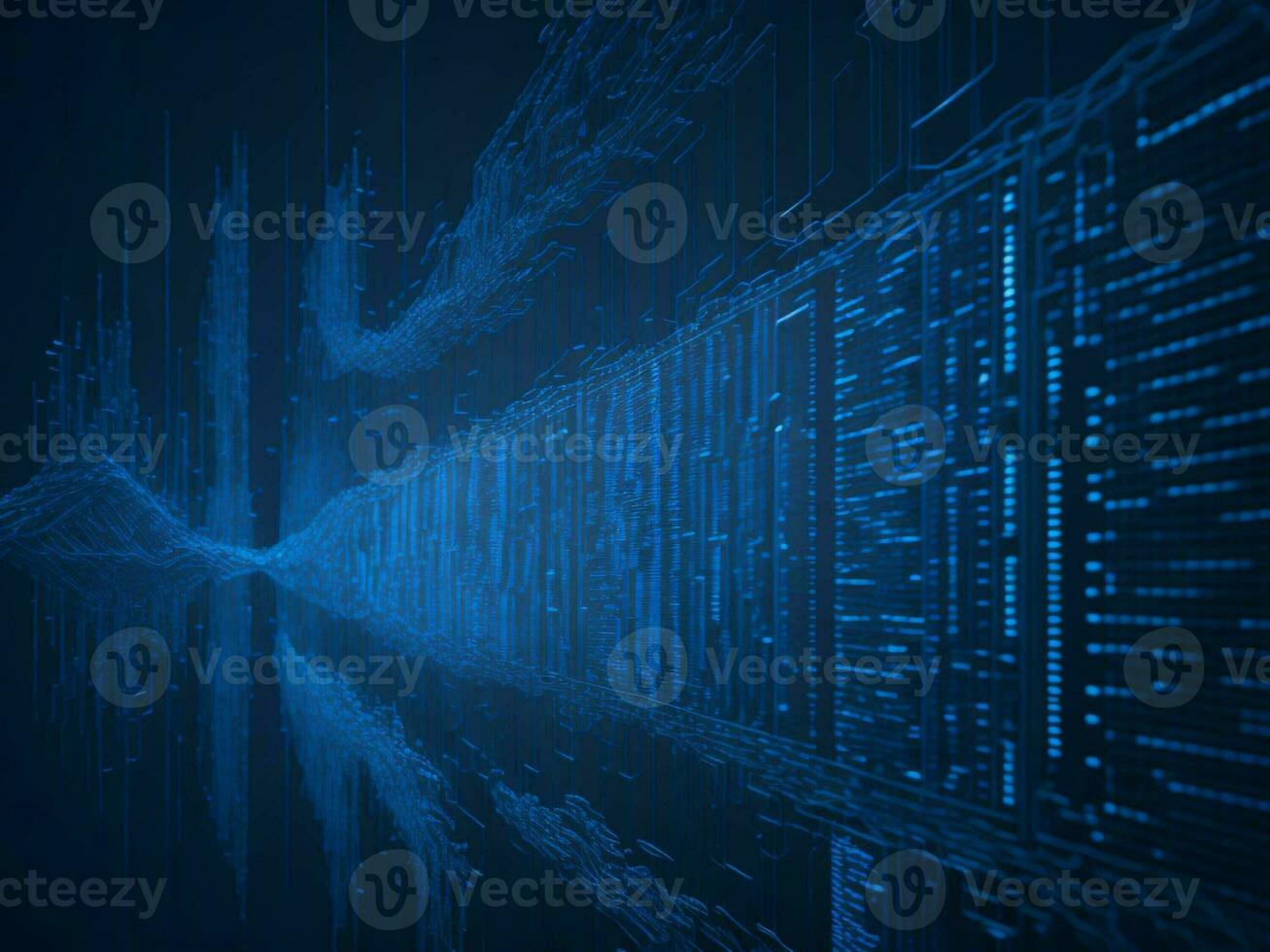 AI generated Digital Cyberspace with Particles and Digital Data Network Connections. High Speed Connection and Data Analysis Technology Digital Abstract Background Concept. 3d rendering photo