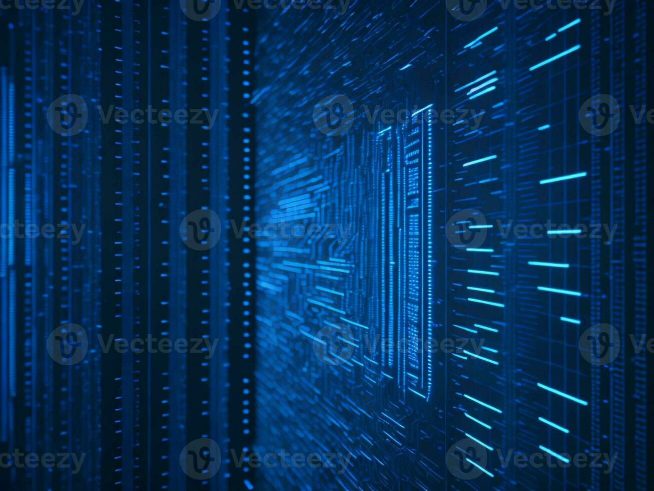 AI generated Digital Cyberspace with Particles and Digital Data Network Connections. High Speed Connection and Data Analysis Technology Digital Abstract Background Concept. 3d rendering photo