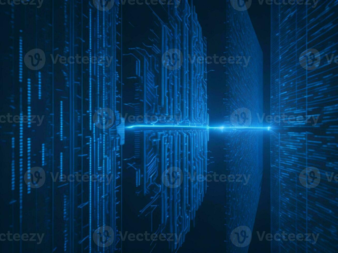 AI generated Digital Cyberspace with Particles and Digital Data Network Connections. High Speed Connection and Data Analysis Technology Digital Abstract Background Concept. 3d rendering photo