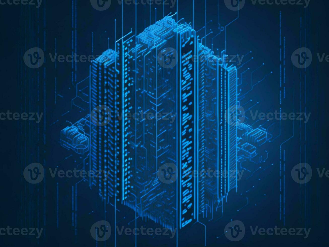 AI generated Digital Cyberspace with Particles and Digital Data Network Connections. High Speed Connection and Data Analysis Technology Digital Abstract Background Concept. 3d rendering photo