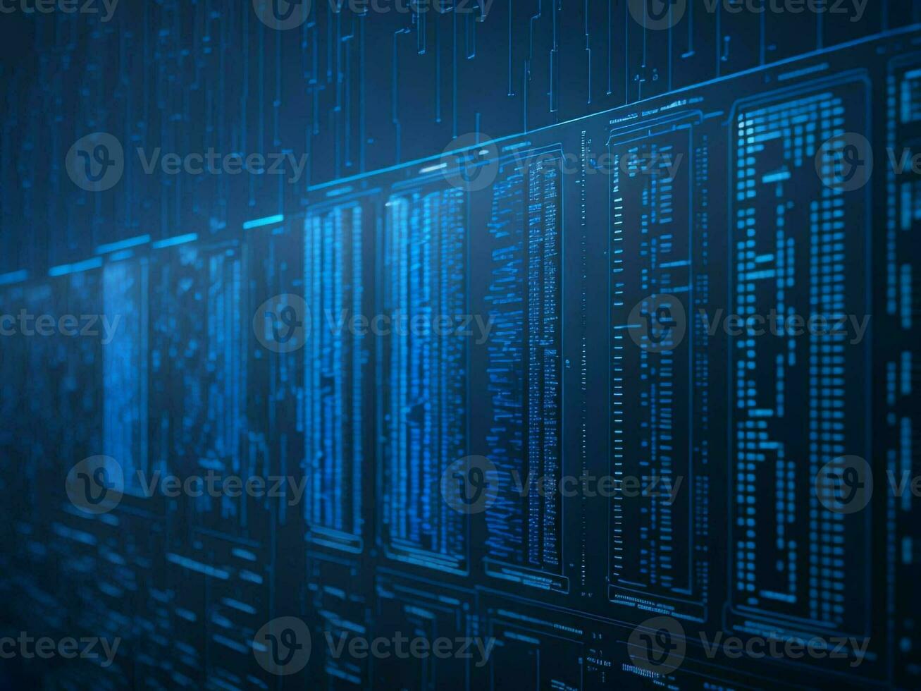 AI generated Digital Cyberspace with Particles and Digital Data Network Connections. High Speed Connection and Data Analysis Technology Digital Abstract Background Concept. 3d rendering photo