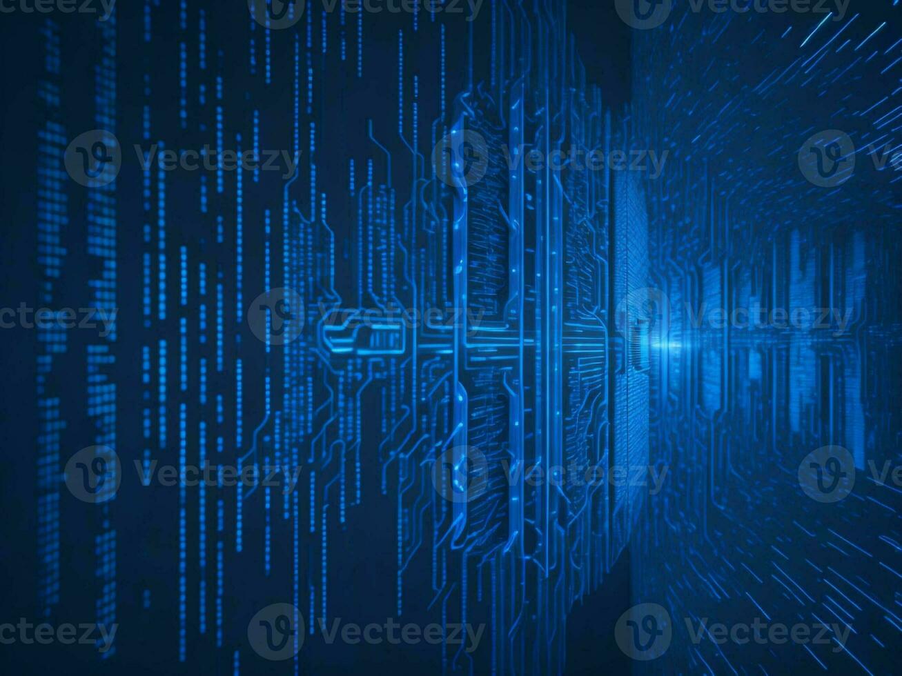 AI generated Digital Cyberspace with Particles and Digital Data Network Connections. High Speed Connection and Data Analysis Technology Digital Abstract Background Concept. 3d rendering photo
