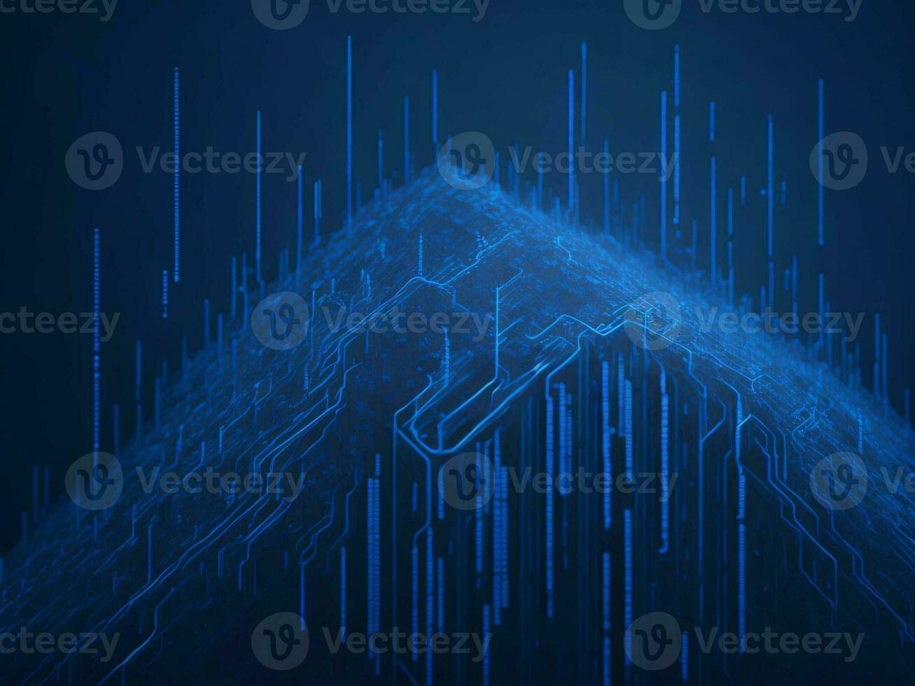 AI generated Digital Cyberspace with Particles and Digital Data Network Connections. High Speed Connection and Data Analysis Technology Digital Abstract Background Concept. 3d rendering photo