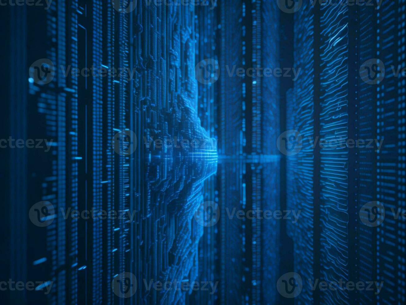 AI generated Digital Cyberspace with Particles and Digital Data Network Connections. High Speed Connection and Data Analysis Technology Digital Abstract Background Concept. 3d rendering photo