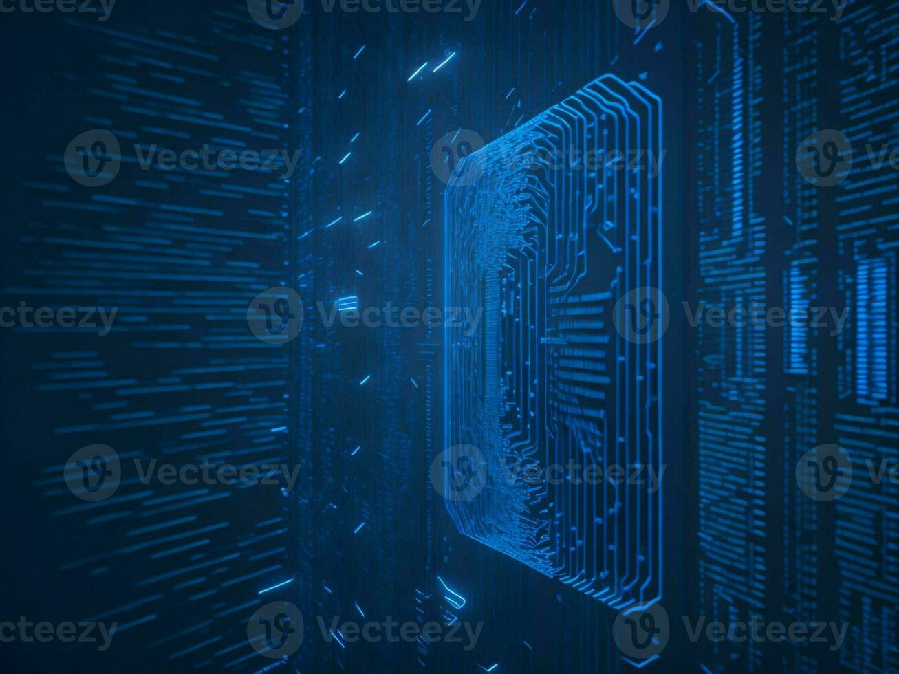 AI generated Digital Cyberspace with Particles and Digital Data Network Connections. High Speed Connection and Data Analysis Technology Digital Abstract Background Concept. 3d rendering photo